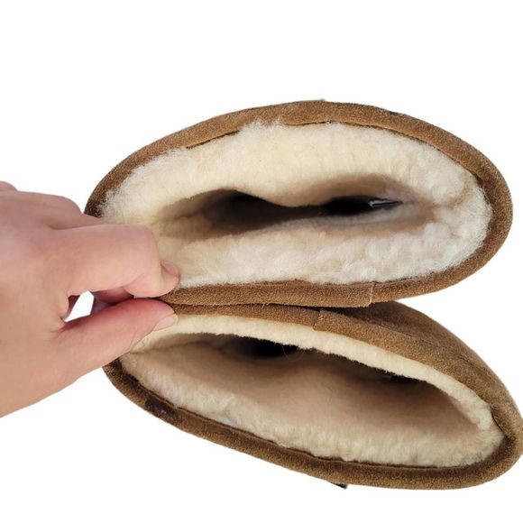 Bearpaw Kimella Women’s Brown Sz 7 12” Tall Boot Cow Suede Sheep Skin Wool - Picture 14 of 14